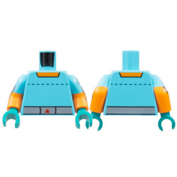 Torso Orange Collar, Dotted Line, Silver Belt Pattern / Orange Arms with Medium Azure Short Sleeves, Silver Tape, 'ON/OFF' Switch Pattern / Dark Turquoise Hands: {умерено небесносин}