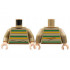 Torso Shirt, Green, Yellow, and Tan Horizontal Stripes, Reddish Brown Wrinkles Pattern / Dark Tan Arms / Light Nougat Hands: {пясъчно жълт}