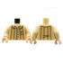 Torso Button Up Shirt with Pocket, Light Nougat Neck, Dark Orange and Olive Green Vertical Stripes Pattern / Tan Arms / Light Nougat Hands : {тухлено жълт}