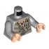 Torso Light Nougat Chest with Black Tattoos, Torn Shirt with Dark Tan Tattered Stripes Pattern / Light Bluish Gray Arms / Light Nougat Hands : {умерено каменно сив}
