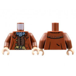 Torso Coat with Tan Buttons and Belt, Light Bluish Gray Scarf, Dark Brown Vest Pattern / Reddish Brown Arms / Light Nougat Hands: {червеникаво-кафяв}