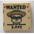 Tile 2 x 2 with 'WANTED', '5.000', Red Stars and Female Western Bandit Minifigure on Poster Pattern (BAM): {тухлено жълт}