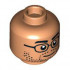 Minifigure, Head Dual Sided Black Eyebrows, Glasses, and Stubble, Neutral / Scared with Open Mouth Pattern - Hollow Stud: {нуга}