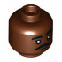 Minifigure, Head Black Eyebrows and Moustache, Chin Dimple, Smile Pattern - Hollow Stud: {червеникаво-кафяв}