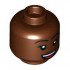 Minifigure, Head Female Black Eyebrows, Dark Brown Lips, Open Mouth Smile with Teeth and Tongue Pattern - Hollow Stud: {червеникаво-кафяв}