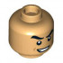 Minifigure, Head Black Thick Eyebrows Raised, Scowl with Teeth Pattern - Hollow Stud: {умерен тан}