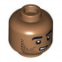 Minifigure, Head Dual Sided Black Eyebrows and Stubble, Neutral / Lopsided Open Mouth Pattern - Hollow Stud: {умерен нуга}
