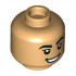 Minifigure, Head Dual Sided Female Black Thick Eyebrows, Chin Dimple, Open Mouth Smile / Gritted Teeth Pattern - Hollow Stud: {умерен тан}