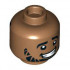 Minifigure, Head Black Eyebrows, Full Beard, Hair on Back, Zigzag Styling Pattern - Hollow Stud: {умерен нуга}