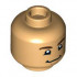 Minifigure, Head Dual Sided Dark Brown Eyebrows, Chin Dimple, Grin / Smile with Teeth Pattern - Hollow Stud: {умерен тан}