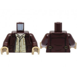 Torso Open Jacket with Pockets, Silver Zipper and Gold Clasps, Tan Shirt, Light Nougat Neck Pattern / Dark Brown Arms / Dark Tan Hands : {тъмно кафяв}