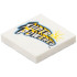 Tile 2 x 2 with 'SUPER POWERED' and Starburst Pattern: {бял}