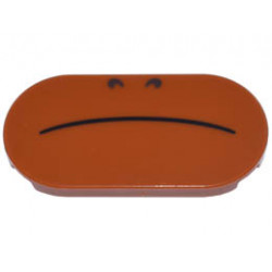 Tile, Round 2 x 4 Oval with Black Curved Line Frown and Dark Brown Nostrils Pattern (Super Mario Sumo Bro Lower Face): {тъмно оранжев}