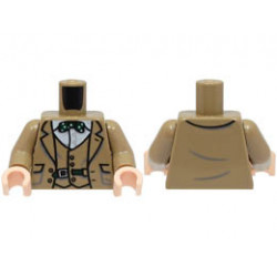 Torso Suit Jacket and Vest, White Shirt, Dark Green Bow Tie with Polka Dots, Belt with Silver Buckle Pattern / Dark Tan Arms / Light Nougat Hands : {пясъчно жълт}