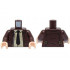 Torso Open Jacket with Pockets, Silver Zipper and Gold Clasps, Tan Shirt, Black Tie Pattern / Dark Brown Arms / Light Nougat Hands: {тъмно кафяв}