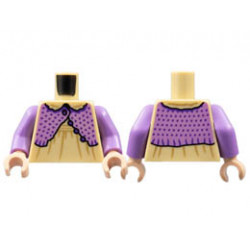 Torso Dress with Medium Nougat Seams, Medium Lavender Shrug with Dark Purple Buttons and Spots Pattern / Medium Lavender Arms / Light Nougat Hands : {тухлено жълт}