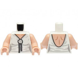 Torso Female Dress with Flower and Laces, Light Bluish Gray Creases, Light Nougat Neck and Back Pattern / Light Nougat Arms / Light Nougat Hands : {бял}