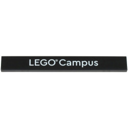 Tile 1 x 8 with White 'LEGO Campus' Pattern: {черен}