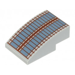 Slope, Curved 3 x 2 with Sand Blue Rectangles and Reddish Brown Lines (Windows) Pattern: {умерено каменно сив}