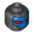Minifigure, Head Alien with SW Duros Blue Face, Dark Blue Facial Lines, Large Red Eyes, Frown, and Black Breathing Tube Ports (Cad Bane) Pattern - Hollow Stud : {титаниево метален}