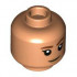 Minifigure, Head Dual Sided Female Child, Reddish Brown Eyebrows, Medium Nougat Lips, Smile with Raised Eyebrow / Grimace Pattern - Hollow Stud : {нуга}