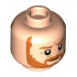 Minifigure, Head Dual Sided Dark Orange Eyebrows and Full Beard, Smile / Angry with Open Mouth Pattern (SW Obi-Wan) - Hollow Stud: {светло нуга}