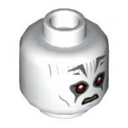 Minifigure, Head Alien with SW Pauan Red Eyes, Light Bluish Gray Lines and Dark Bluish Gray Markings Pattern (Grand Inquisitor) - Hollow Stud : {бял}
