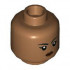 Minifigure, Head Female Black Eyebrows and Eyelashes, Reddish Brown Lips, Stern Pattern - Hollow Stud: {умерено кафяв}