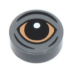 Tile, Round 1 x 1 with Black and Nougat Blurrg Eye Pattern: {тъмно каменно сив}
