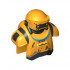 Minifigure, Head, Modified SW NED-B Loader Droid with 2 Back Studs with Black Neck, Visor and Lines, Medium Azure Collar and Silver Spots Pattern : {огнено жълто-оранжев}