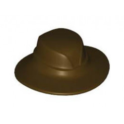 Minifigure, Headgear Hat, Wide Brim with Rear Sag: {тъмно кафяв}