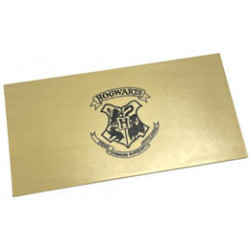 Tile 8 x 16 with Bottom Tubes with Hogwarts Crest Pattern (Second Version with Corrected TITILLANDUS): {тухлено жълт}