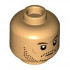 Minifigure, Head Dark Brown Eyebrows, Stubble, Nougat Cheek Lines and Chin Dimple Pattern - Hollow Stud: {умерен тан}