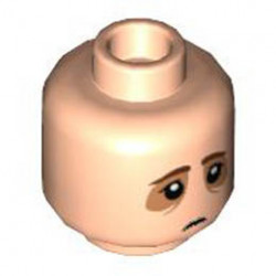 Minifigure, Head Reddish Brown Eyebrows, Nougat Patches Around Eyes, Frown Pattern - Hollow Stud: {светло нуга}