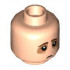 Minifigure, Head Reddish Brown Eyebrows, Nougat Patches Around Eyes, Frown Pattern - Hollow Stud: {светло нуга}