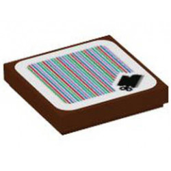Tile 2 x 2 with Groove with Super Mario Scanner Code Goombas Shoe Pattern (Sticker) - Set 71404: {червеникаво-кафяв}