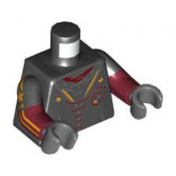 Torso Jacket with Hogwarts Crest, Dark Red POTTER and Laces, Bright Light Orange Trim Pattern / Dark Red Arms with Black Short Sleeves, Bright Light Orange Stars and Stripes Pattern / Dark Bluish Gray Hands : {черен}