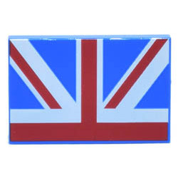 Tile 2 x 3 with Red, Blue, and White Union Jack Flag Half Pattern : {ярко син}
