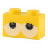 Brick 1 x 2 with Dark Bluish Gray and Black Eyes on White Background Pattern (Baby Yoshi): {ярко жълт}