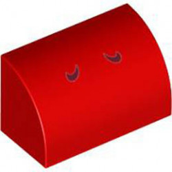 Slope, Curved 1 x 2 x 1 with 2 Dark Red Curved Lines Pattern (Super Mario Red Yoshi Nostrils): {ярко червен}