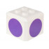 Brick, Modified Cube, 4 Studs on Top with Dark Purple Circle Pattern on All Sides (Super Mario Purple Toad Cap): {бял}