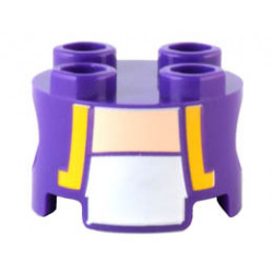 Brick, Round 2 x 2 with Pin Holes with Bright Light Orange Lapels and White Undershirt Pattern (Super Mario Purple Toad Torso): {светло виолетов}