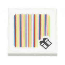 Tile 2 x 2 with Groove with Super Mario Scanner Code Gift Box Pattern (Sticker) - Set 71403: {бял}