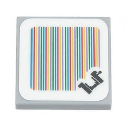 Tile 2 x 2 with Groove with Super Mario Scanner Code Swing Pattern (Sticker) - Set 71403: {умерено каменно сив}