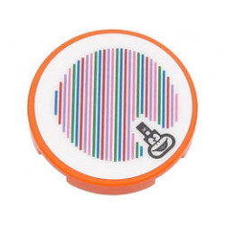 Tile, Round 2 x 2 with Bottom Stud Holder with Super Mario Scanner Code Lemmy Pattern (Sticker) - Set 71403: {ярко оранжев}
