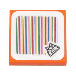 Tile 2 x 2 with Groove with Super Mario Scanner Code Cat Goomba Pattern (Sticker) - Sets 71407 / 71413: {ярко оранжев}