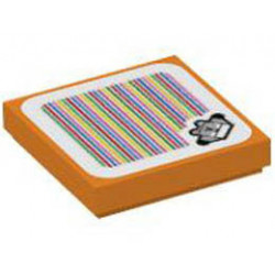 Tile 2 x 2 with Groove with Super Mario Scanner Code Waddlewing Pattern (Sticker) - Set 71410: {ярко оранжев}
