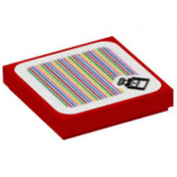 Tile 2 x 2 with Groove with Super Mario Scanner Code Toady Pattern (Sticker) - Set 71410: {ярко червен}