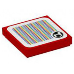 Tile 2 x 2 with Groove with Super Mario Scanner Code Yoshi Egg Pattern (Sticker) - Set 71410: {ярко червен}