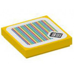 Tile 2 x 2 with Groove with Super Mario Scanner Code Baby Yoshi Pattern (Sticker) - Set 71410: {ярко жълт}